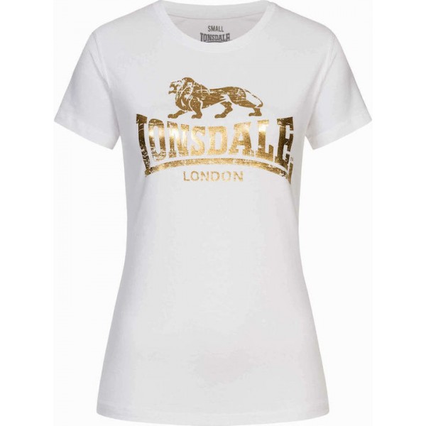 Lonsdale Γυναικείο T-shirt Λευκό με χρυσή Στάμπα
