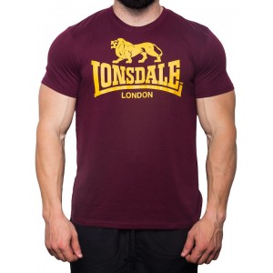 Lonsdale Αθλητικό Ανδρικό T-shirt OXBLOOD με κίτρινο Λογότυπο