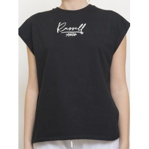 Russell Athletic Γυναικείο T-shirt Μαύρο με Στάμπα ΓΥΝΑΙΚΕΙΑ 